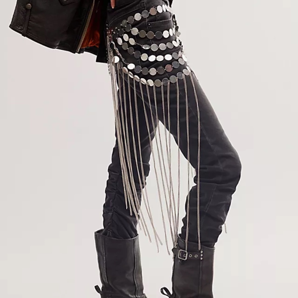 Free People Disco Inferno Silver Chain Belt